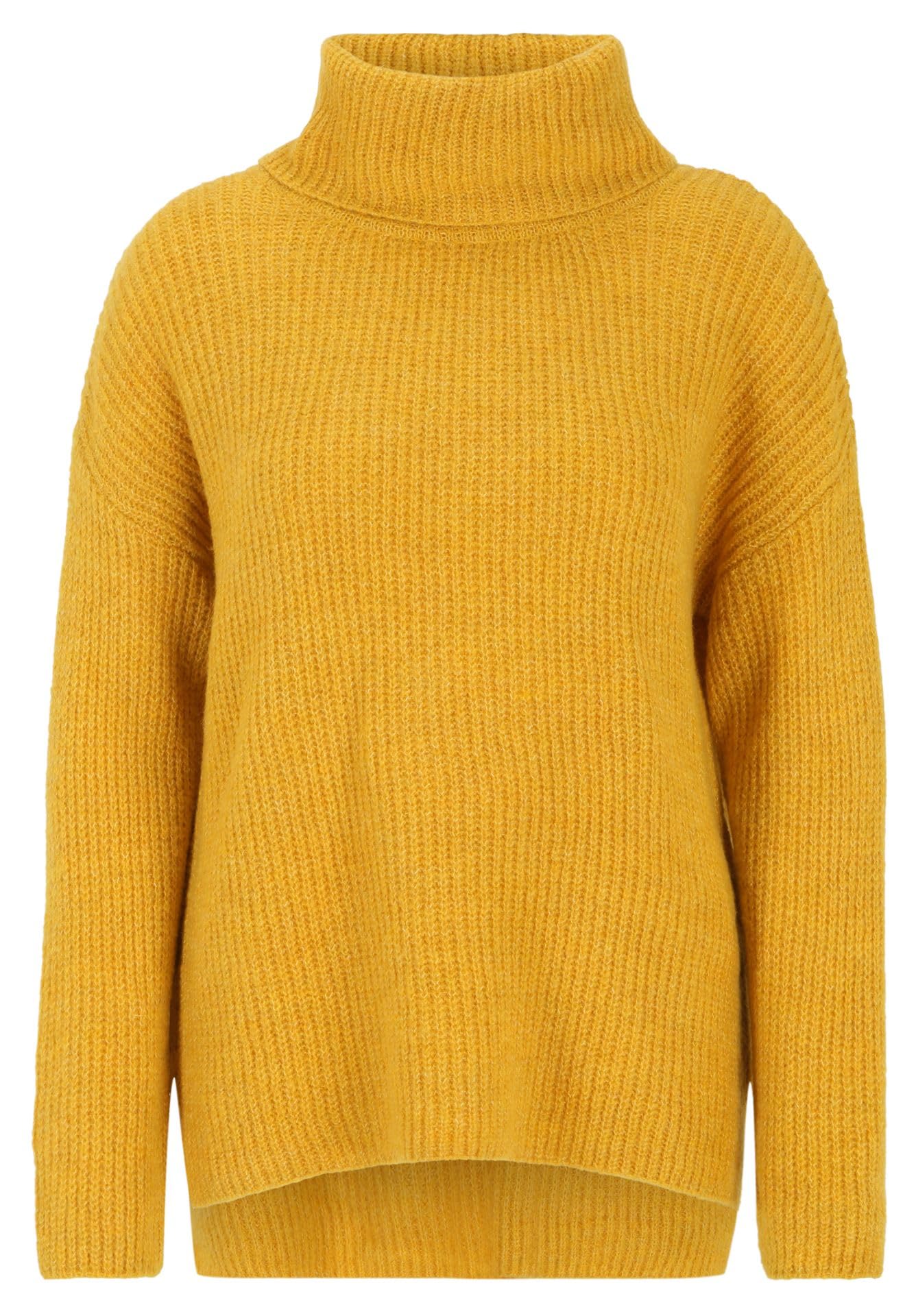 Cartoon Damen Strickpullover mit Turtle Neck Dark Yellow Melange,38