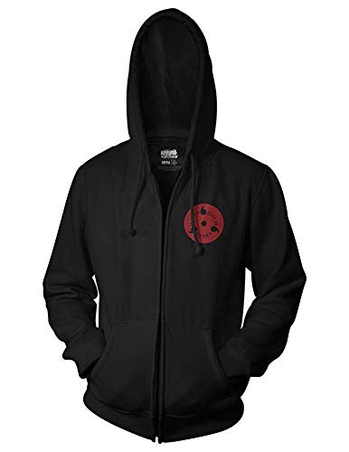 QYIFIRST Sweatshirt Pulli Uchiha Sasuke Hoodie Jacke Cosplay Kostüm Pullover mit Knopfleiste Strickjacke Unisex Schwarz-B 3XL (Chest 119cm)