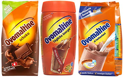 Probierpaket Ovomaltine Getränkepulver 3er Pack, 500g Classic Pulver, 450 g Schokopulver, 500 g Dose Cassic Pulver