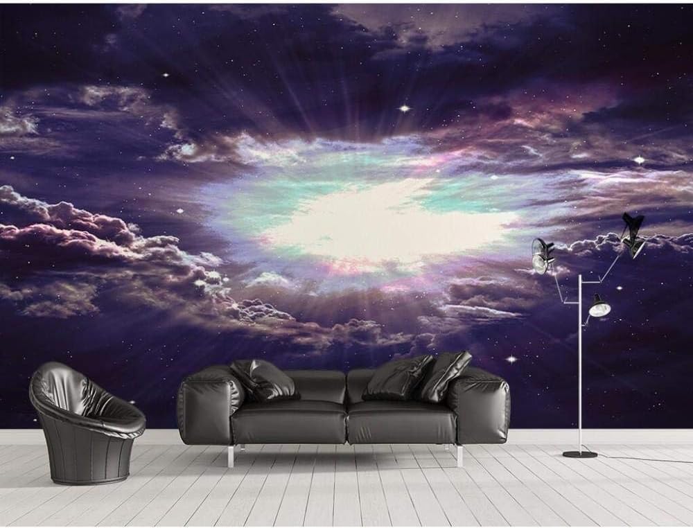 Kosmischer Himmel Sonnensystem 3D Tapete Poster Restaurant Schlafzimmer Wohnzimmer Sofa TV Dekorative Wand-250cm×170cm