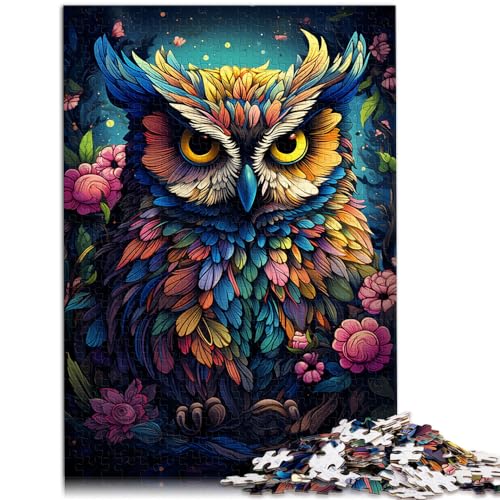 Puzzle zum Malen, farbiges Tier, Eule, 1000-teiliges Puzzle, Holzpuzzle, Wanddekoration, einzigartige Geburtstags, 1000 Teile (50 x 75 cm)