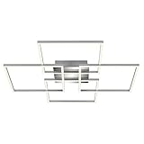 BRILONER Leuchten - Deckenleuchte, Deckenlampe dimmbar, inkl. Memoryfunktion, 2 LED-Module drehbar, 57 Watt, 4.800 Lumen, 3.000 Kelvin, Chrom-Alu, 724x724x80mm (LxBxH), 3131-018, Chrom/Aluminium