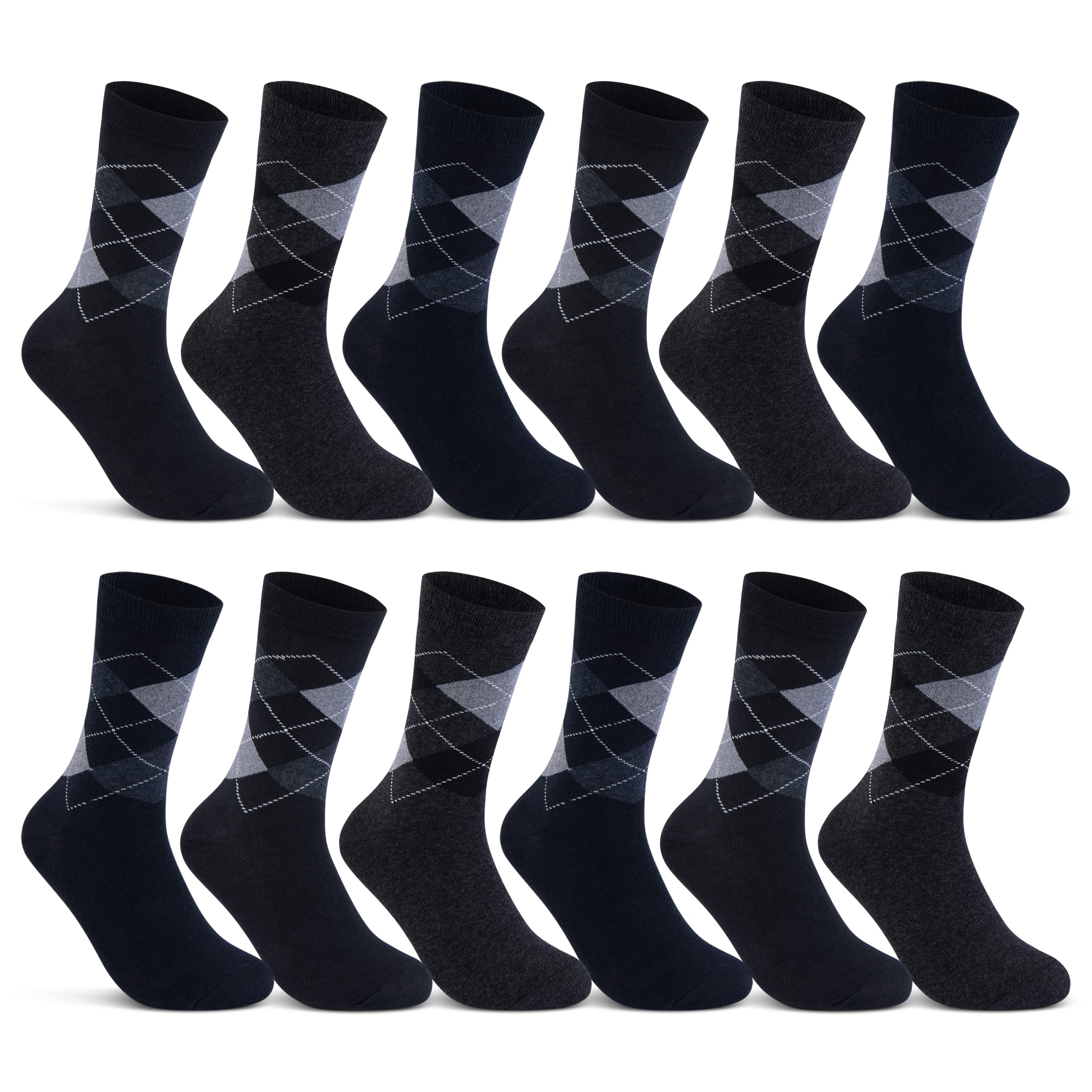 6 | 12 | 24 Paar Socken Herren Kariert Business Socken Baumwolle 10700 (Karo 12 Paar 47-50)