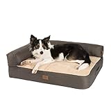 JAMAXX Premium 2-in-1 Hunde-Sofa - Orthopädisch Memory Visco, Abnehmbare Polster, Oeko-TEX Abnehmbarer Bezug Waschbar, Weiches Fleece oder Lammfell/Sherpa, PDB3014 (M) 90x70 braun+Sand Fleece