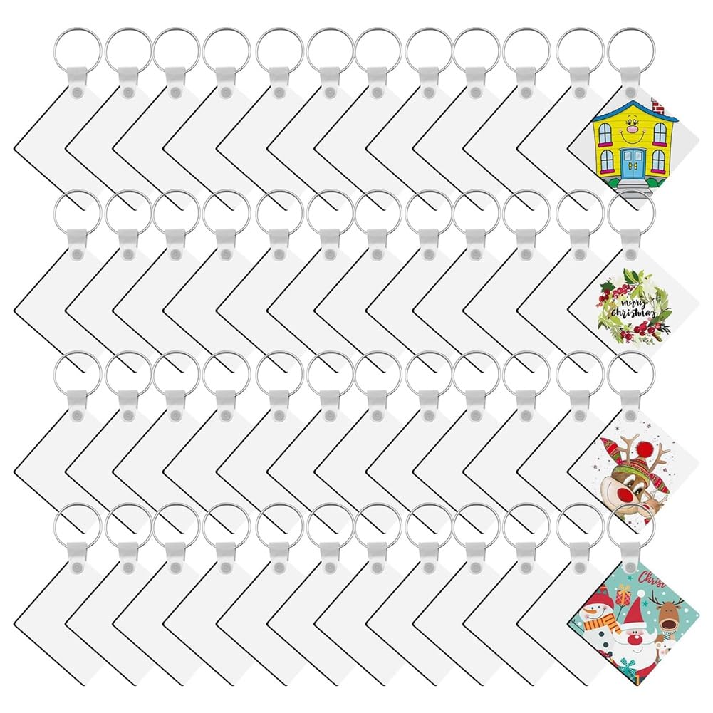 Kiudduy 180 Stück Sublimations-Schlüsselanhänger-Rohlinge in Loser, Doppelseitige Wärmeübertragungs-Sublimationsornament-Rohlinge, Rohlinge (Quadratisch), Langlebig, Einfach zu Verwenden