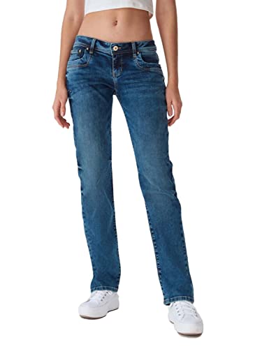 LTB Damen Jeans Valentine Straight Fit Jeanshose Denim Stretch Hose Pants Tiefer Bund Basic Baumwolle Blau w28, Farbe:Blue Lapis Wash (3923), Größe:28W / 36L