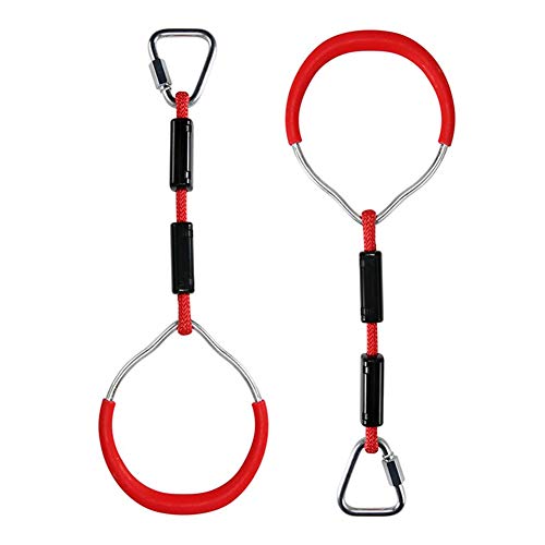 BFVAKBKYT Gymnastik Ringe,Suspension Trainer System, Kinder Farbringe Outdoor Sport Aerial Klettern Ninja Anzug Park Picknick Spielzeug Kinder Geburtstag Geschenke Sommer Spielen Requisiten(Red)