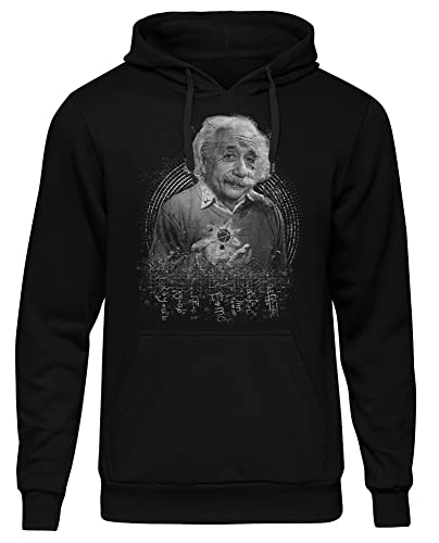 uglyshirt89 Albert Einstein Herren Kapuzenpullover | Albert Einstein Pullover Herren - Pysiker - Mathe - Genius - Lehrer Hoodie - E=mc² | M3 Schwarz (L)