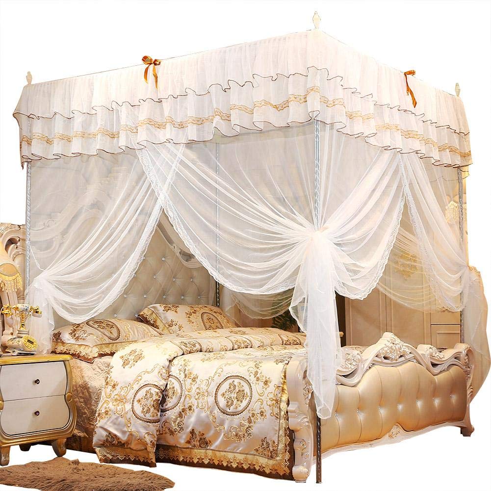 Elegante Himmelbett Vorhänge Luxus Prinzessin Vier Eckpfosten Bett Vorhang Baldachin Netz Moskitonetz Bettwäsche(150 x 200 x 200)