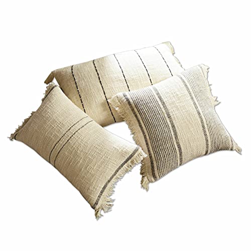 Loberon Kissenhülle 3er Set Wallon, Baumwolle, H/B ca. 40/60 cm, beige