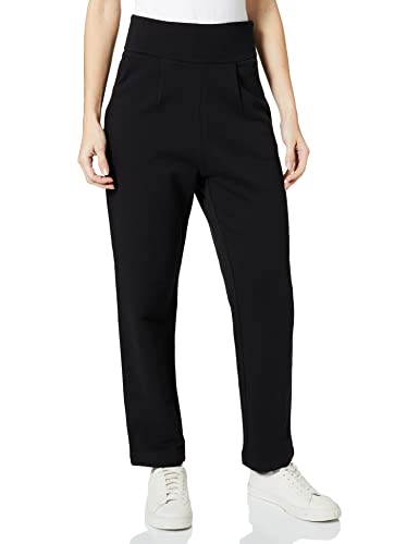 Love Moschino Womens Cotton Fleece Trousers with golden Love Patch on Back Waist Belt Casual Pants, Black, 40