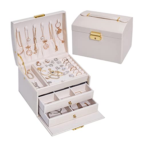 WELLDOER Schmuck Aufbewahrungsbox Ohrringe Halskette Box Tragbare Damen Schmuck Box Schmuck Fall