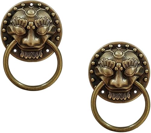 Legierung Vintage Ring Pull Knob Handle, 2 Stücke Chinesischen Stil Küchenschränke Kleiderschrank Schublade Klassische Möbel Dekoration Vintage Löwenkopf Klassischer Griff Aus Reinem Kupfer