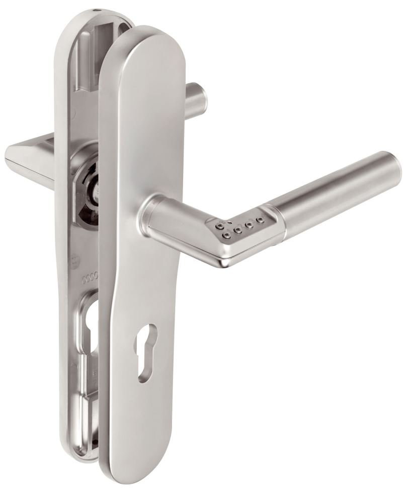 Tesa Assa Abloy MCHIL872CM Code Handle Langschildgriff mit Schlüsselloch, linke Hand, Chrom, Mano Izquierda