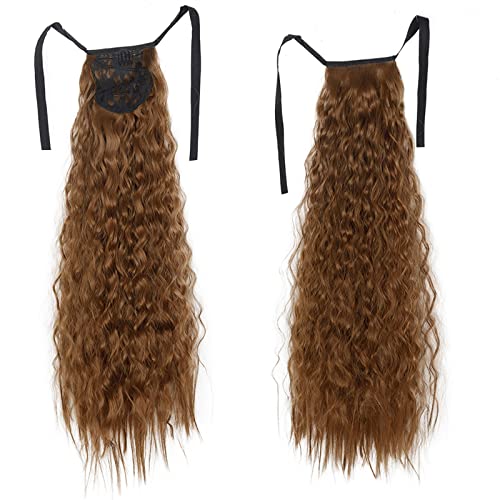 Pferdeschwanz Haarteil Clip-Haarverlängerungen for Anklipsen, synthetischer Mais, gewellt, langer Pferdeschwanz for Damen-Haarteil Pferdeschwanz Haarverlängerung(Q56-6,22inch-55cm)