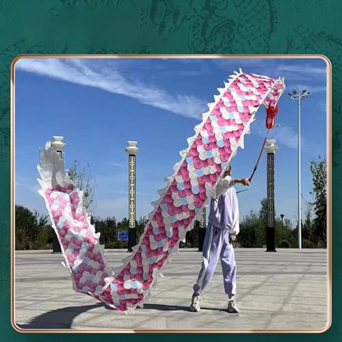 ROYUMI Jongliertücher Kurzer Rosa Magischer Wolkendrachen-Poi, Outdoor 2m / 3m / 5m Waschbares Seidenband für Kinder, Kleiner Schleudernder Drachen-Streamer mit Drachenschuppe (Size : 3 m (9.8 ft))