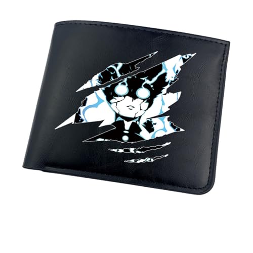 RYNDEX M-ob Psyc-ho 100 Anime-Geldbörsen, Cartoon-Münztasche Kleine Geldbörse, PU-Leder Geldbörse Brieftasche Wallet(Color:Black)