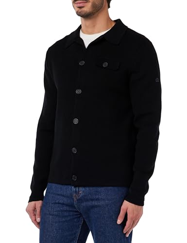 Merc Herren Rathbone Sweater Cardigan, Schwarz, X-Large