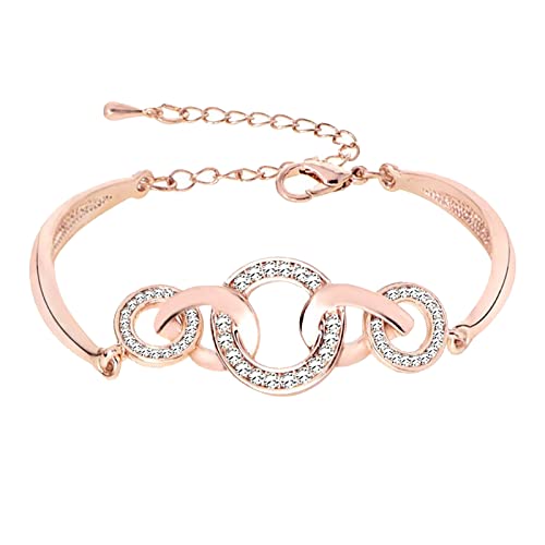 YIHANSS Armband für Mädchen, Diamant-Armband, vergoldet, Freundschaftsarmreif, Strass-Armbänder, Trendiger Schmuck, Geschenk für die Beste Freundin, Schwester, Damenschmuck (Farbe: Roségold, Größe: