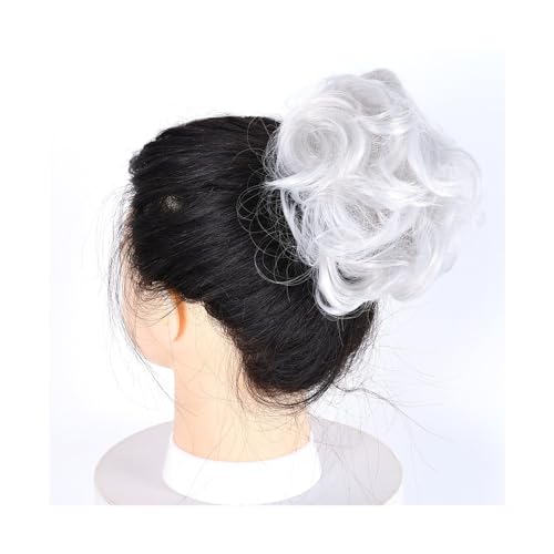 Brötchen Haarteil Lockiger, unordentlicher Haarknoten, Chignon, Donut, Haarpolster, elastisches Haar, synthetisches Haarteil for Frauen Brötchen Haarteil(Grigio)