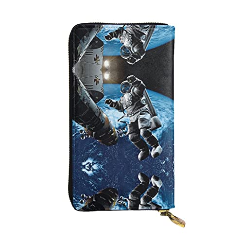 DMORJ Astronaut Leder lange Clutch-Brieftasche: 19 x 10 cm, bequem, leicht, wasserdicht, langlebig, schönes Geschenk, Schwarz, Einheitsgröße, Schwarz , Einheitsgröße