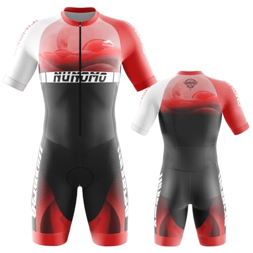 NUNOMO 2024 Herren Pro Fahrrad Skinsuit Kurzarm, Triathlon Anzug Herren Triathlon Tri Anzug Kompression Duathlon Laufen Schwimmen Fahrradfahren Skinsuit Gepolstert Einteilig Trisuit (TYPE-1,3XL)