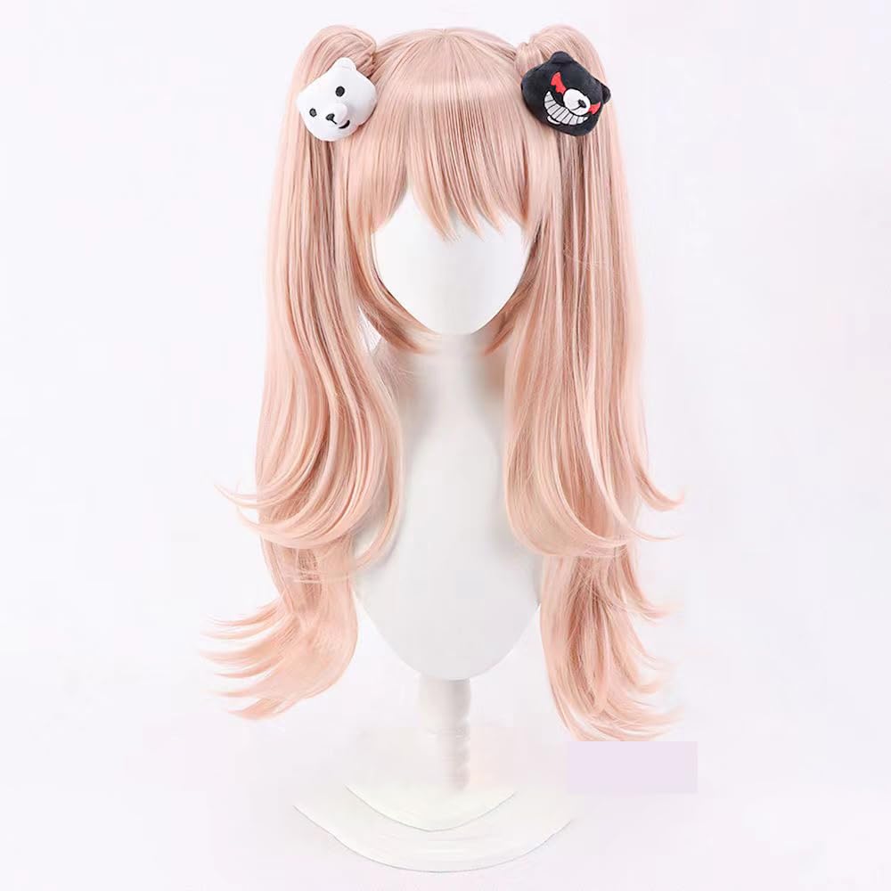 WCCNKK Anime Cosplay Perücke for Danganronpa Enoshima Junko Cosplay-Perücke, Rosa 65 Cm Langes Haar Mit Haarnadel, Kostüm-Halloween-Perücke, Kostümparty, Anime-Show, Mit Perückenkappe