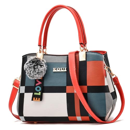 HIOPOIUYT 2023 Crossbody Bag Vintage Umhängetasche für Frauen Mode Tasche mit Handtasche Vielseitige Ledertasche, Rot (Big Red)