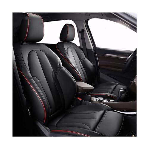 Full Set Auto Leder Sitzbezüge für Peugeot 2008 2020+, Allwetter Autositzbezüge Vorne und Hinten Schonbezüge Sitzauflagen Sitz Innenraum Zubehör,A/Black