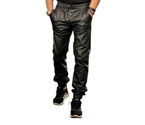 Be Noble Classic - Herren-Jogginghose als Lederhose aus ECHT-Leder in schwarz (XXL)