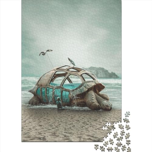 1000-teiliges Puzzle für Erwachsene, Schildkröte am Strand, Puzzles für Erwachsene und Teenager, nachhaltiges Puzzle für Erwachsene (Größe 29,53 x 19,69 Zoll)