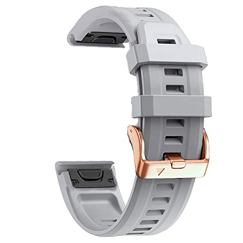 OPKDE Uhrenarmband für Garmin Fenix 7S 6S 6SPro 5S 5SPlus, 20 mm, Silikon, Rotgold, Stahlschnalle, Schnellverschluss, Easyfit-Armband, For Fenix 6S Sapphire, Achat