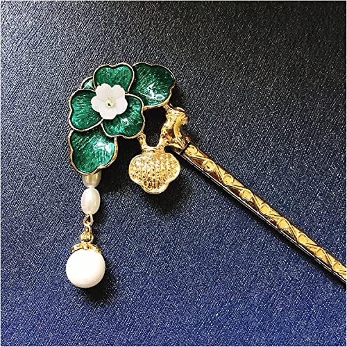 Haargabel, Haarstäbe, Haarspangen for Frauen, Haarnadel, Vintage-Emaille-Blumen-Charm-Haarstab, Haarnadel for Frauen, Braut-Haarstäbe, Hochzeit, Haarschmuck, Clips (Farbe: einfarbig, Größe: Wolkengrün