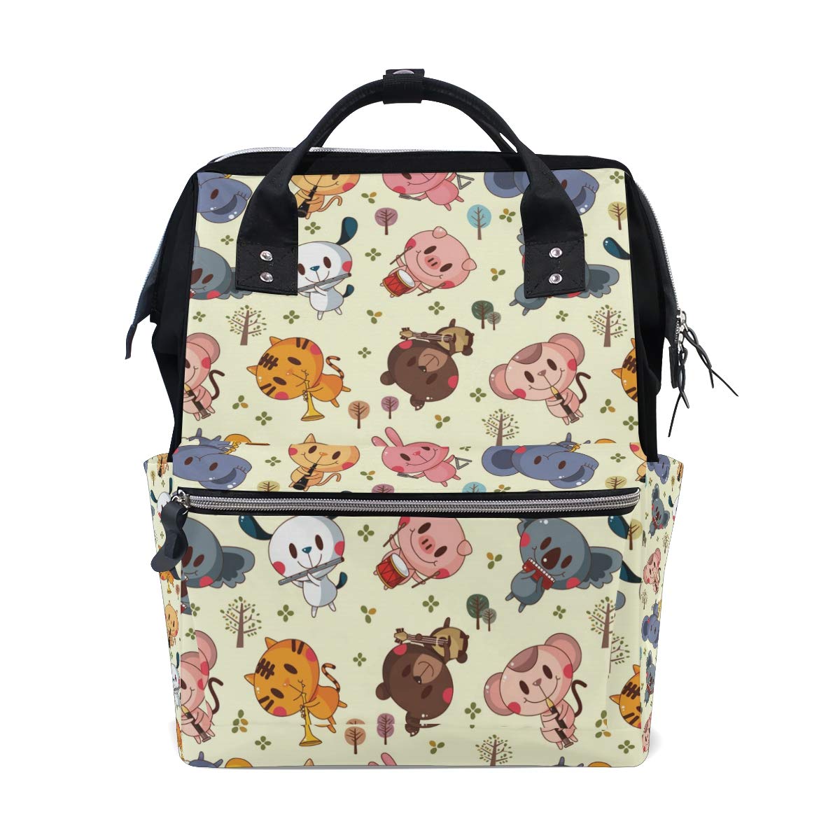 Fantasio Rucksäcke Cartoon-Tiere Tiger Elefant und Hund Schultasche Segeltuch Daypack