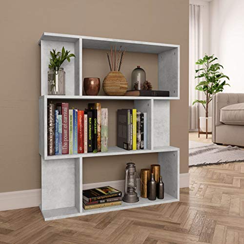 Sufrk Bücherregal/Raumteiler Room Divider Shelves Regal Schlafzimmer Deko Regal Raumteiler Betongrau 80x24x96 cm Holzwerkstoff