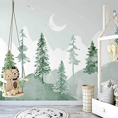 XLMING Handgemaltes Aquarell Grünes Kinderzimmer 3D Tapete Home Dekoration Wohnzimmer Sofa Schlafzimmer Tv Hintergrund Wand-250cm×170cm