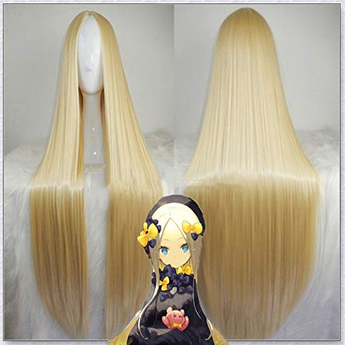 LINLINCD Cosplay wig Schicksal/Großauftrag Fgo Cosplay Perücke Abigail Williams Cosplay Perücke Lange gelbe Halloween Karneval Kostüm Perücken Kuzw021B