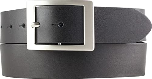 BELTINGER Hochwertiger Überlängen-Gürtel aus Vollrindleder mit Doppel-Schließe 4 cm | 120-180 cm Ledergürtel für Herren 40mm | Herren-Gürtel in Übergrößen | Schwarz 130cm