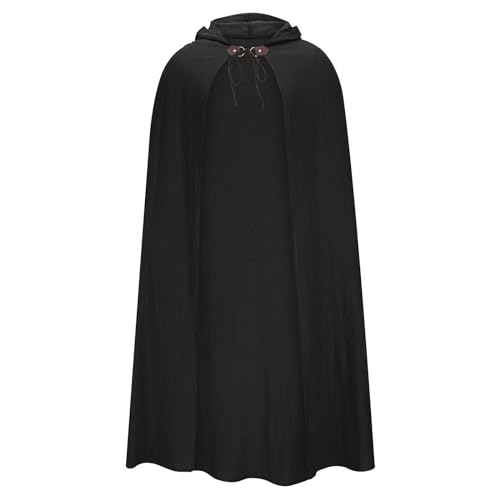 WANGTIANXUE Mittelalter Kleidung Herren, Mittelalter Umhang Vintage Gothic Stil Kapuzenumhang Große Größen Baumwolle und Leinen Umhang Faschingskostüme Männer Halloween Cosplay Kostüme Erwachsene