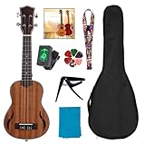 Holz-Ukulele für Anfänger, 53,3 cm, Holz-Ukulelen-Set für Kinder, Erwachsene, Studenten, Anfänger, professionelles Ukulelen-Set mit Tasche