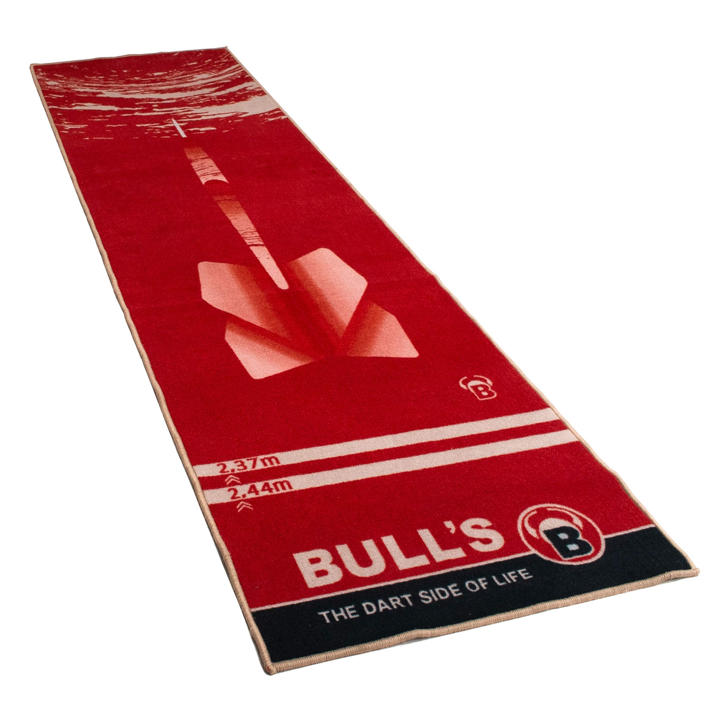 Carpet Mat 180 Red, rutschfester premium Dartteppich, umweltfreundliche Turnier Dartmatte aus Nylon und Gummi mit offiziellem Abstand zum Dartboard 237cm x 80cm, optimaler Schutz für Darts und Tips