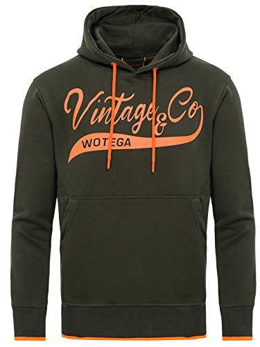 WOTEGA Herren Pullover WT Star - Hoodie Für Männer - Sweatshirt Mit Kapuze und Tasche - Baumwollpullover, Grün (Forest Night 190414), M