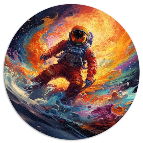 Puzzle Surfender Astronaut, Farbe, 1000 Teile, Puzzle für Erwachsene, Puzzle-Geschenke, 26,5 x 26,5 Zoll, Spielspielzeug für Familienpuzzle, Geschenk, Familiendekoration