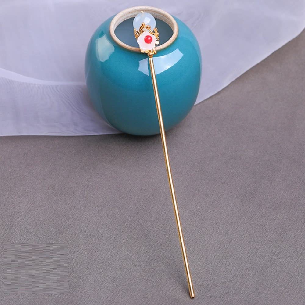 2 Stück goldene Haarstäbchen for Dutts, Perlen-Haar-Essstäbchen, elegante Haarnadeln, traditionelle klassische Essstäbchen, Haar-Accessoires for Frauen T(Blue)