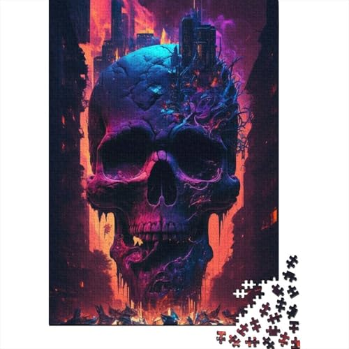 Skull City Holzpuzzle für Erwachsene und Jugendliche von Art Jigsaw Puzzles for Adults, 500 Teile, Puzzles für Erwachsene, Geschenke (Größe 52x38cm)