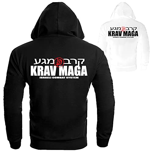 Dynamix Athletics Hoodie Krav MAGA Combat Schwarz - Kapuzenpullover Sweater Sweatshirt mit Kapuze für Herren (L)