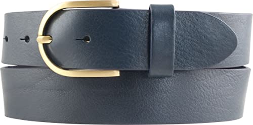 BELTINGER Damen-Gürtel aus Vollrindleder 4 cm | Jeans-Gürtel für Damen 40mm | Vollleder-Gürtel mit goldener Gürtelschließe | Marine 95cm