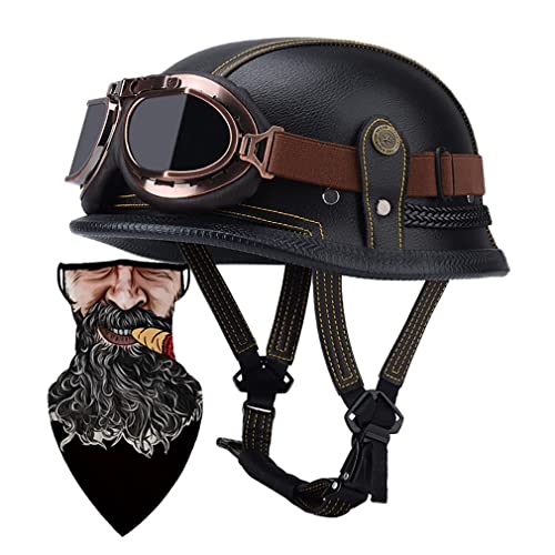 Halbschalenhelm mit DOT/ECE Motorradhelm Motorrad Halbhelme Open Face Helm Jethelm Rollerhelm Motorrad-Halb offener Helm Mopedhelm Cruiser Chopper Helm