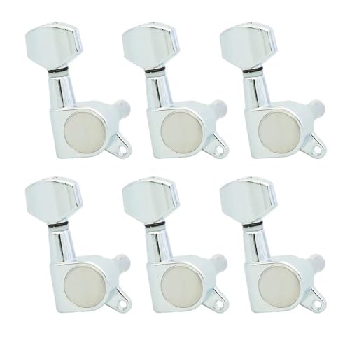 Strings Tuning Pegs Mechaniken Für Gitarre Gitarre Tuning Pin Tuner Kopf geeignet für akustische elektrische Gitarre 3R3L 6R 6L (Color : Chrome 6R)