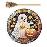 Ghost Pumpkin Drum | Handtrommel mit Drumstick - Schamanische Trommel mit Drumstick | Instrumental Shaman Ghost Pumpkin Drum Shaman Hand Drum mit Drum Stick für Spirituelle Musik, Reflexion,